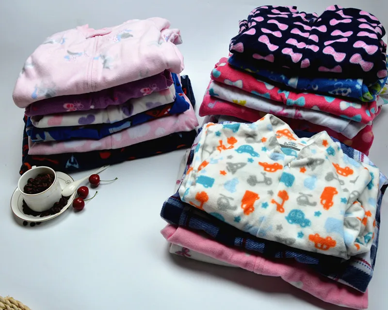 Child polar fleece fabric one piece sleepwear derlook romper spring and autumn of small male female