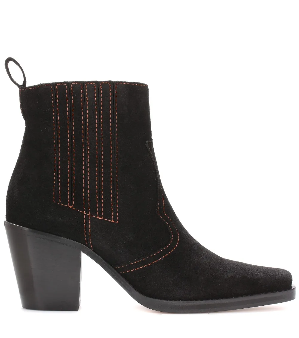 Женские ботильоны Техасские на квадратном каблуке красные лакированные полусапожки без застежек коричневые ковбойские ботинки с крокодиловым принтом среднем 2019