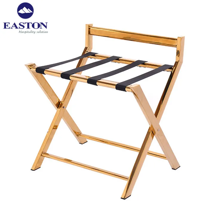 High quality folding luggage rack for hotel room,chrome golden finish luggage stand