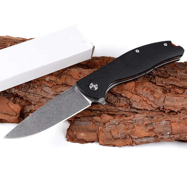 
Stainless steel pocket folding knife outdoor camping knife with G10 handle 