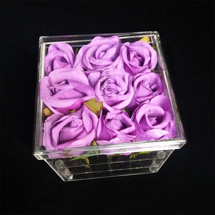 Waterproof Round Clear Acrylic 16 Rose Flower Box