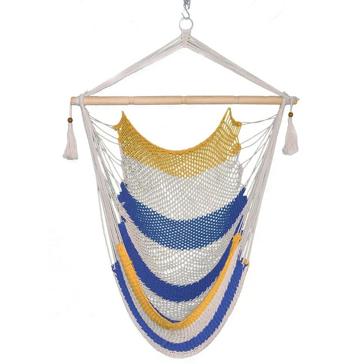 Soft Sponge Strong Rope Loops 1Person 120kg 265 lbIndoor Cotton Hammock Canvas Quilted Outdoor Swing Chair Wooden