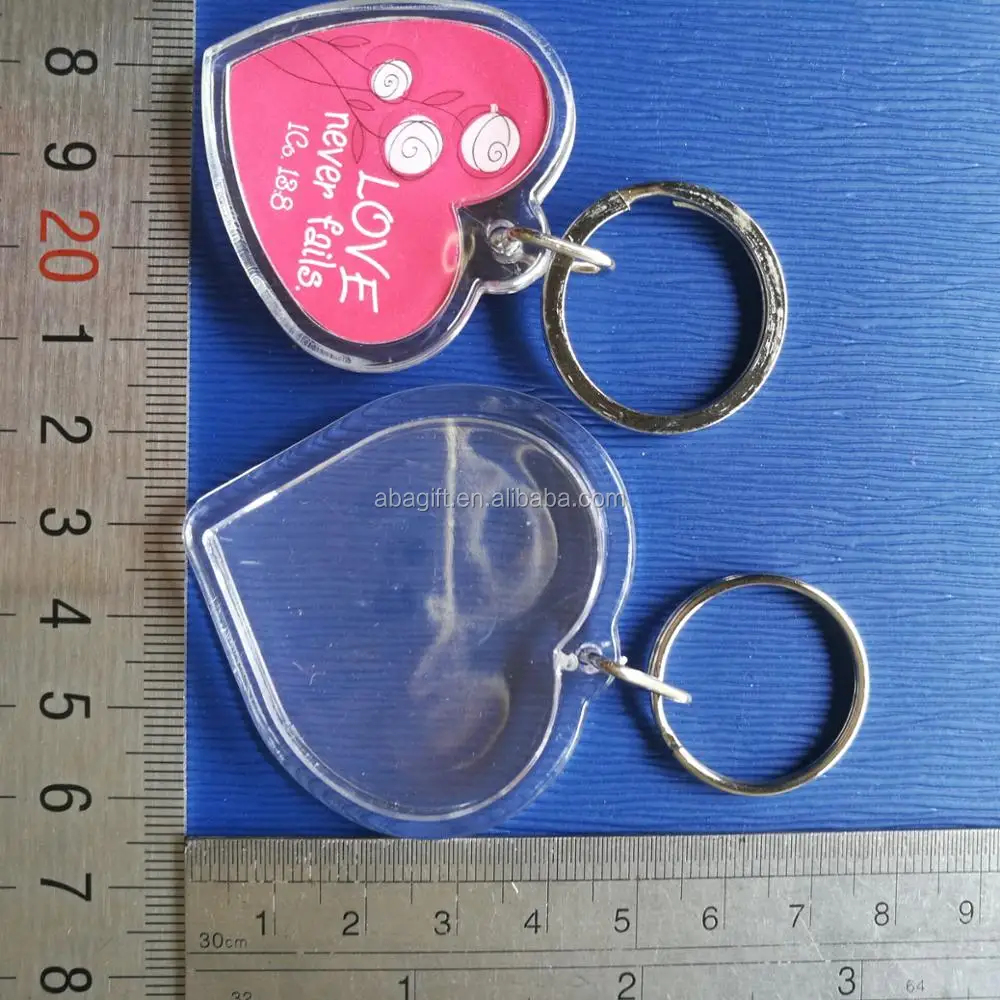 High Quality photo insert printed heart shape acrylic keychain