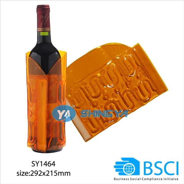 customized design pvc gel wine bottle tote bag ice gel cooler transparent pvc ice beer bottle cooler