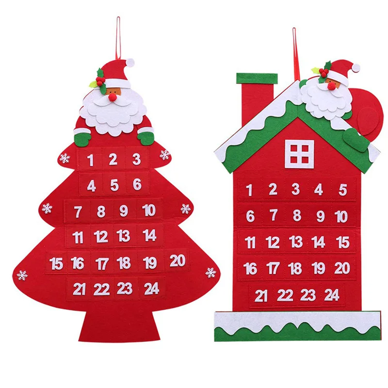 Christmas Decor 24h Countdown Christmas Santa House  Felt Advent Calendar