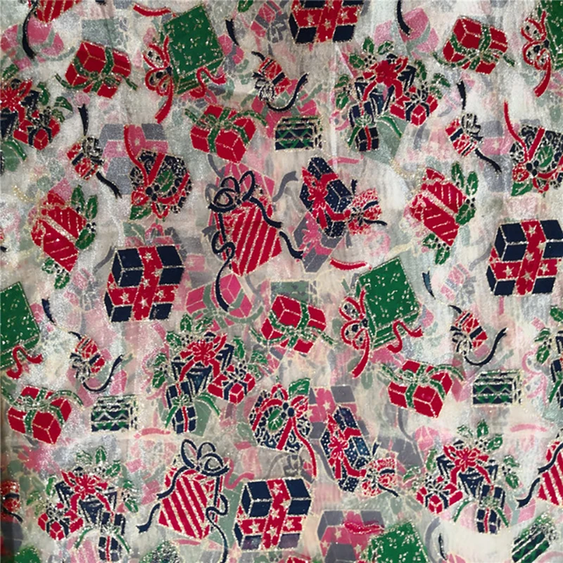 Рождественская Ткань органзы из 100% полиэстера с цифровым принтом