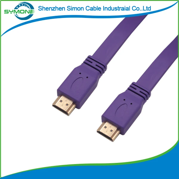 
Blue color HDTV Flat Cable HDTV 1.4 Version Ultra High Speed 18Gbps 1080p 3D Gold Plated Connectors - Ethernet & Audio Cable 