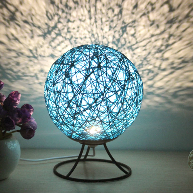 Decor Lamp wooden base rattan ball night light Christmas gift 3D Illumination LED Night light