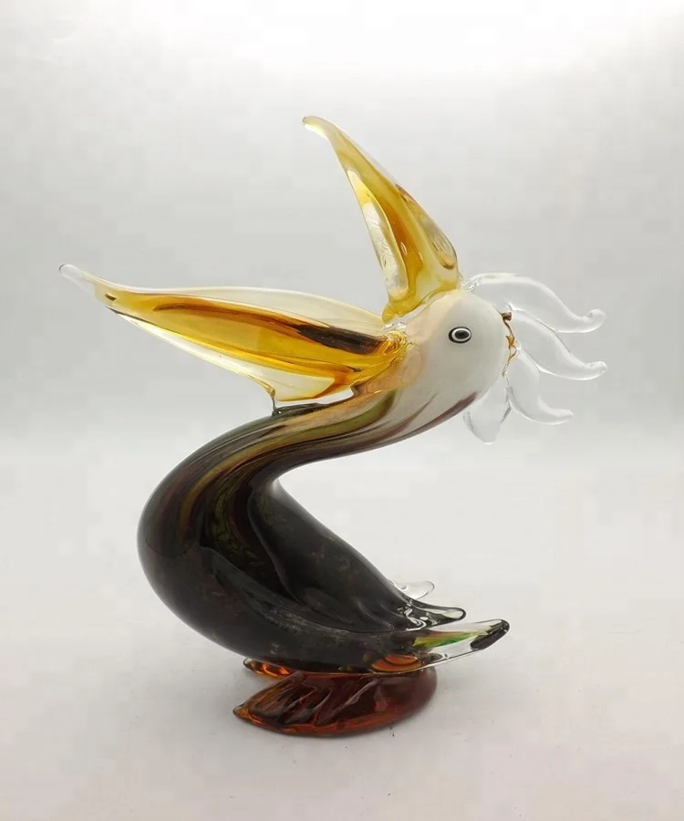 Transparent Color Lubricated Small Murano Art Glass Bird