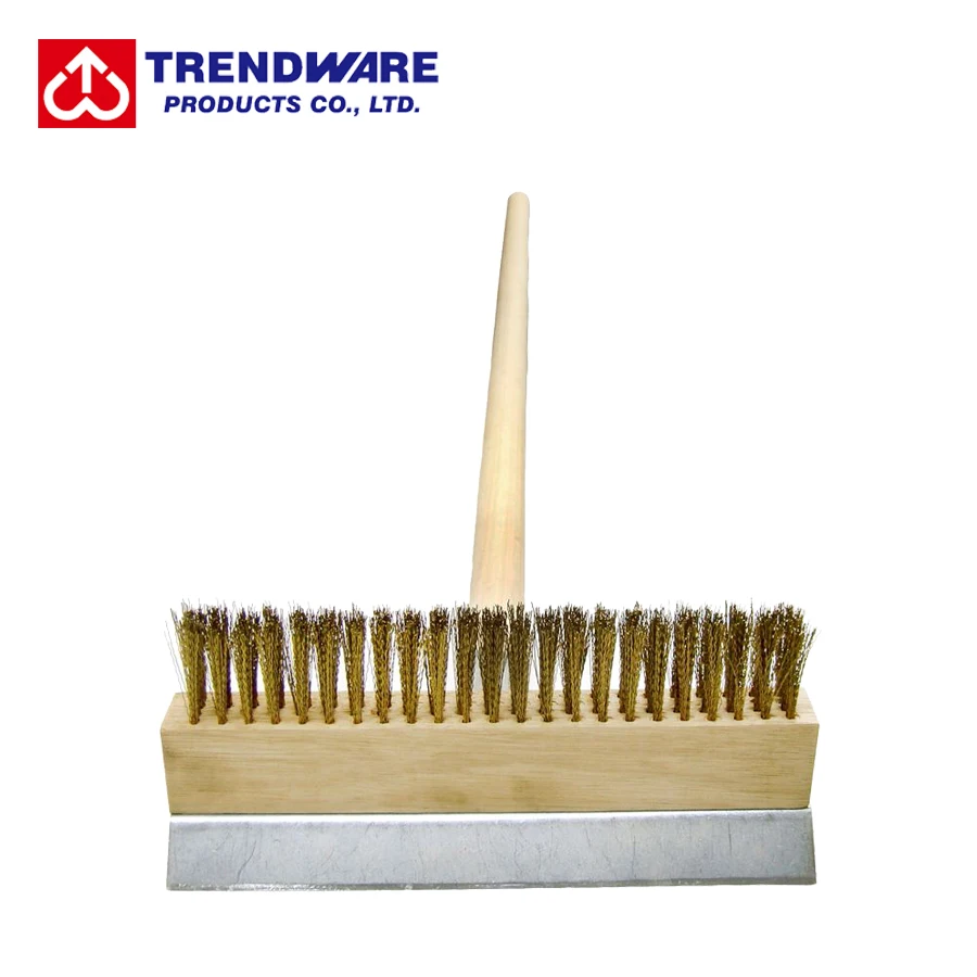 
Heavy Duty Pizza Oven Wire Brush and Scraper with Long Wooden Handle 