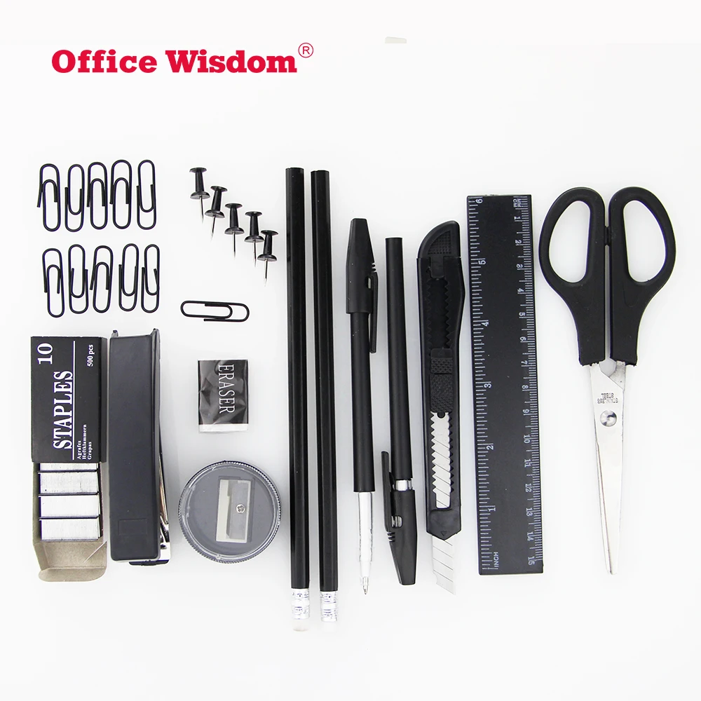 Multifunctional office stationery supply 13 kinds plastic holder variety stationery set stationery desk organizer