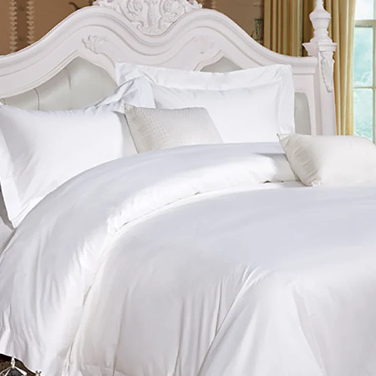 Double Bedding Set for Sales Ensemble De Literie Hotel 4pcs Soft King Egyptian Cotton Adult Woven 40 Plain Solid 100% Cotton