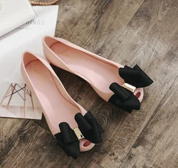 Лидер продаж, изящные туфли-желе из ПВХ с бантом и лентой для женщин