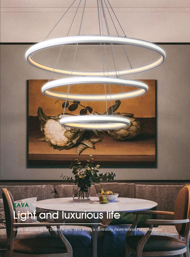 2022 wholesale factory price larger ring pendant light easy transportation fixtures white hanging lights