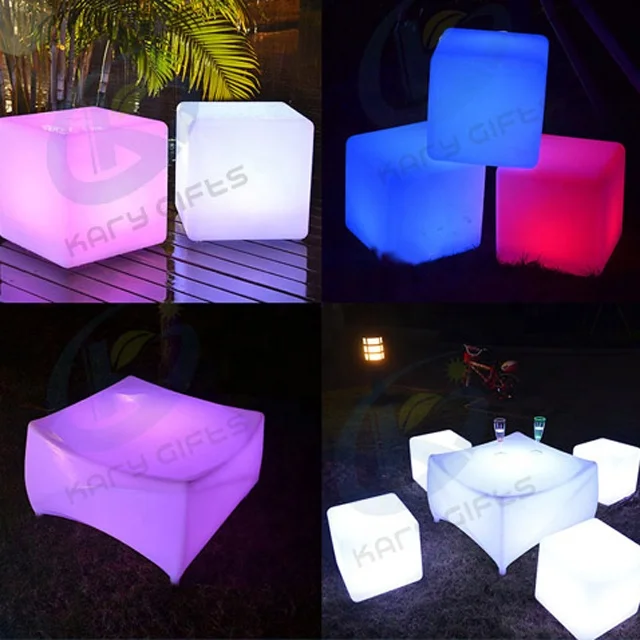 Nightclub Used Glowing LED Cube Seat Lighting Movable Furniture