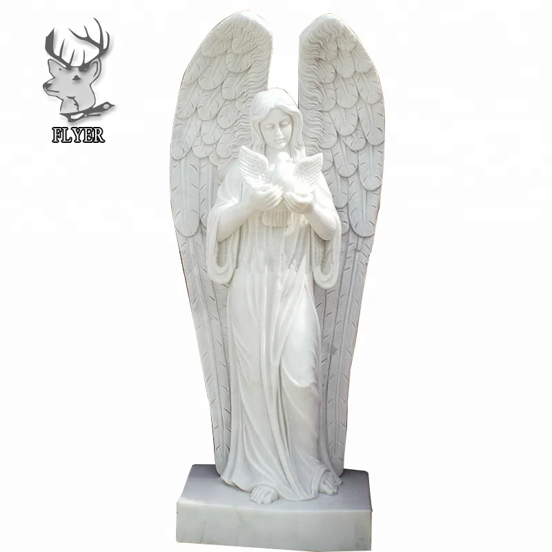 Cemetery sculpture large resin white angel statues with flower