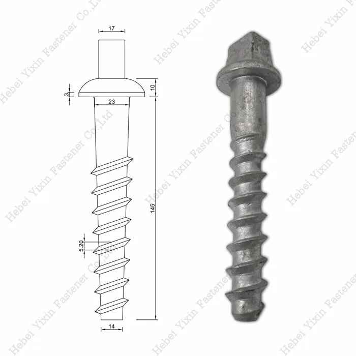 screw spike with Nylon plastic dowel  , railway accessories made in China