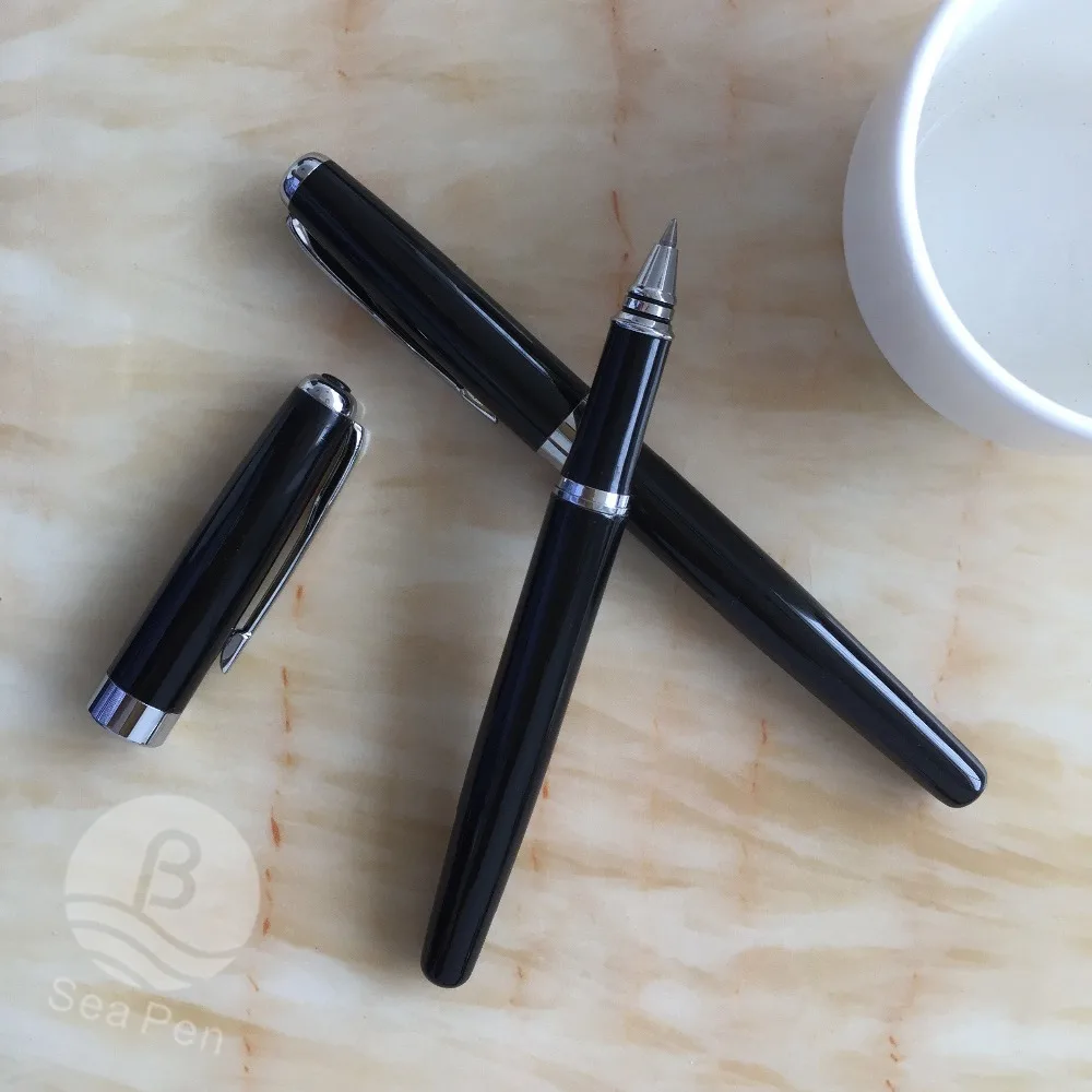 Black Metal roller ink ball pen custom logo