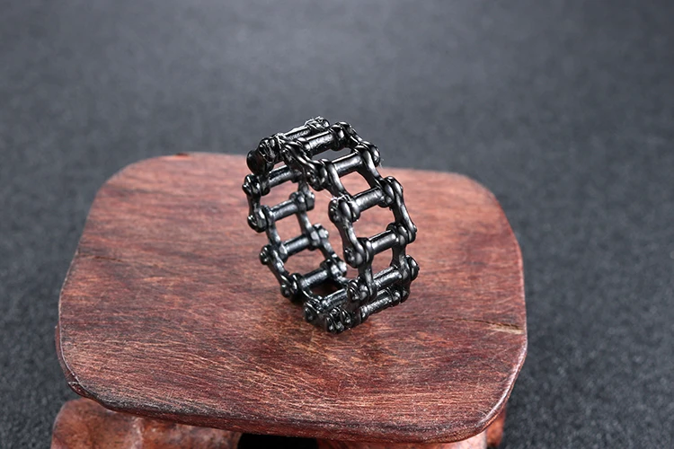 Мужская Золотая цепочка из нержавеющей стали в готическом стиле, дизайнерское кольцо для байкера, женское кольцо на велосипедную цепочку, ювелирные изделия