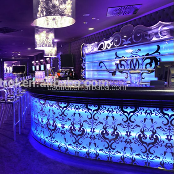illuminated led acrylic lighted u shaped bar counter top