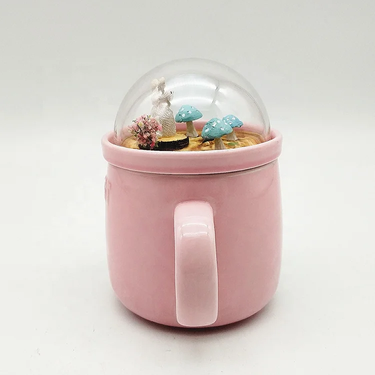 Pink cartoon 3D animal rabbit resin forest sublimation ceramic mug