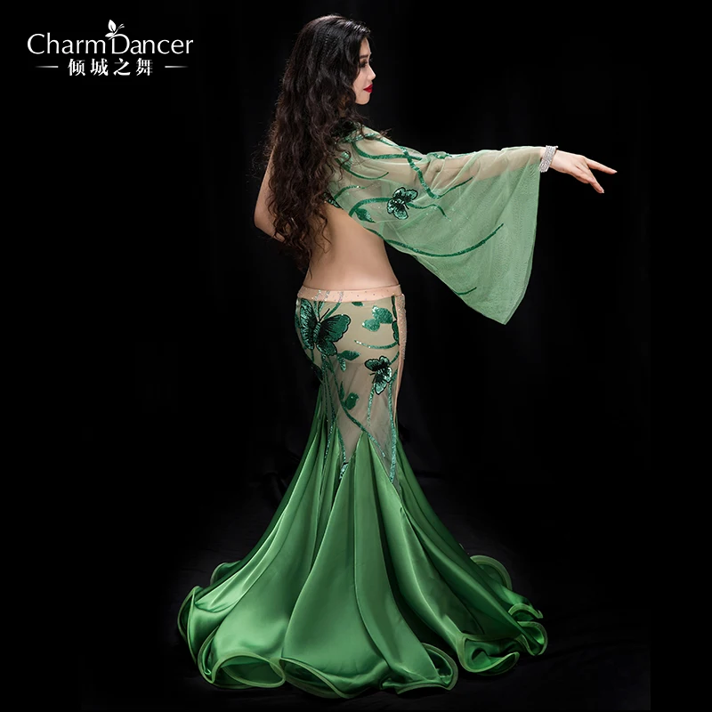 
YC045 Performance Professional bellydance costumes spandex and silk satin belly dance wear for girl 