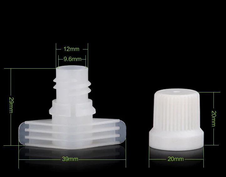 9.6mm plastic spout with aluminium film cover and cap