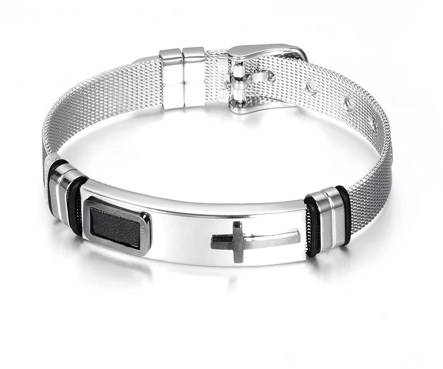 In stock jewelry personalized bracelet adjustable cross bangle men bracelet stainless steel