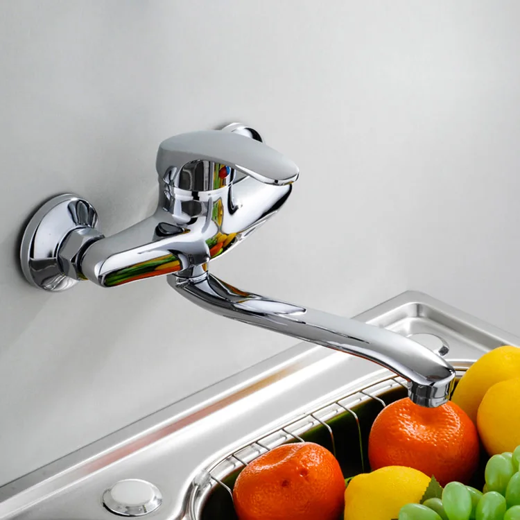 zinc body wall mounted kitchen faucet Stainless steel pipe rotate Water Outlet