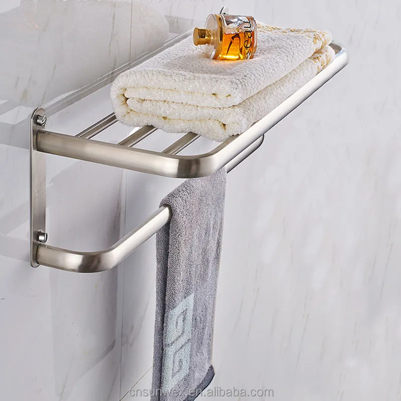 hotel style wall mount stainless steel towel rack towel shelf bathroom rack