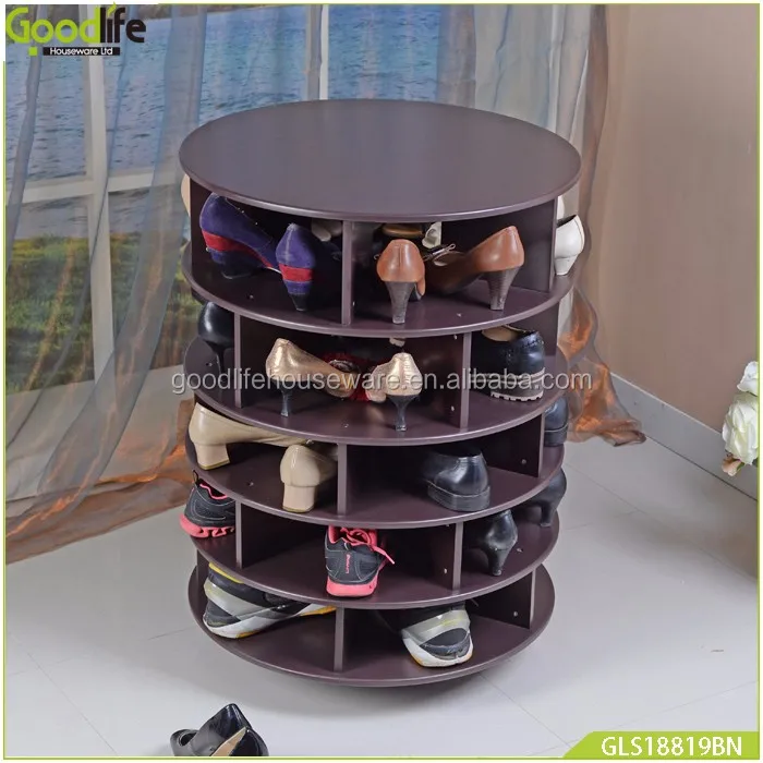 Wooden rotating shoe rack with wheels
