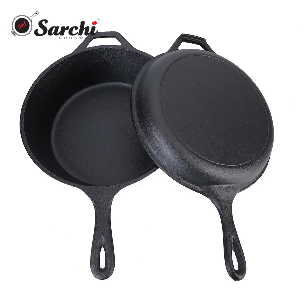 Seasoned Cast Iron 3 Quart Dutch Oven Set with Skillet Lid
