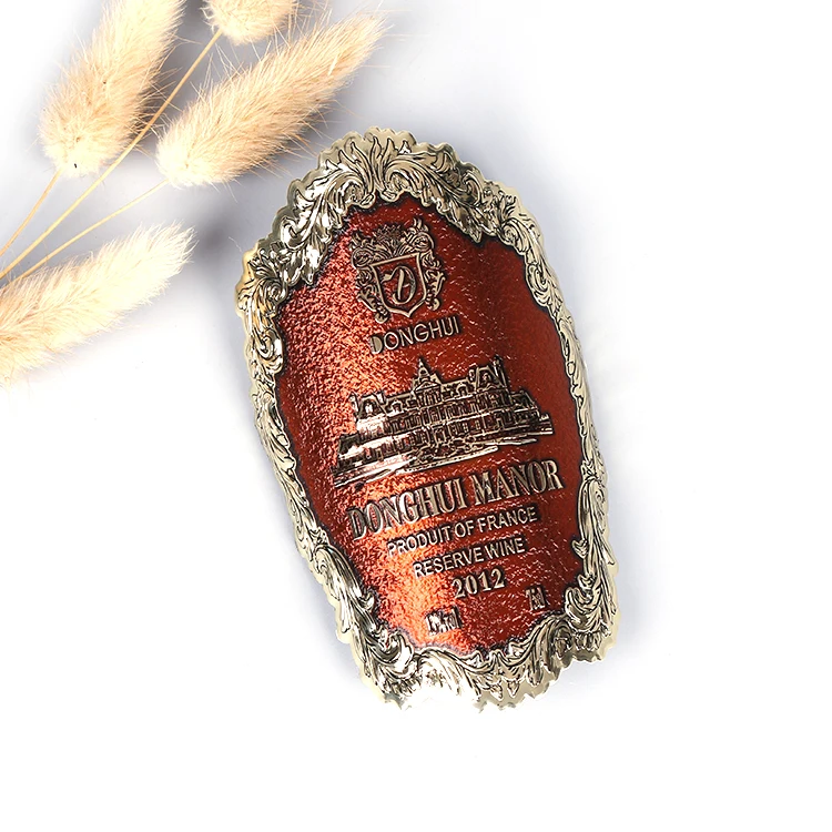 Bulk Buying Self Adhesive Metal Red Wine Pewter Tin Labels Sticker Etiqueta de peltre Etichetta in peltro
