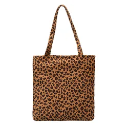 High quality tote bag women canvas handbag leopard print shopping shoulder bag