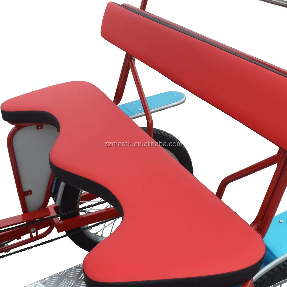 Pedal Quadricycle Surrey Sightseeing Beach Cruiser Tour Family Four Passenger Rickshaw Bicycle