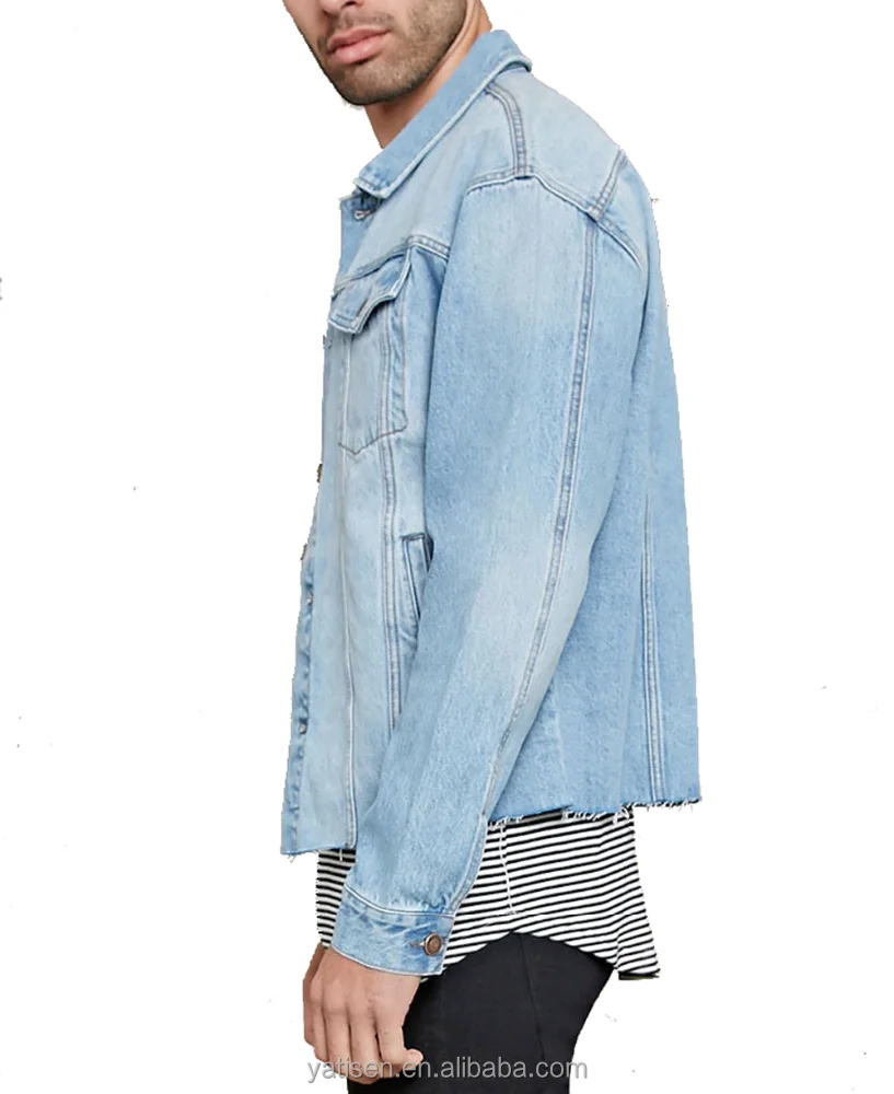 new Long Sleeve Metal Button Plain Unisex cotton Denim Jacket for men