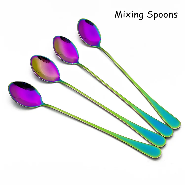 304 Stainless Steel Rainbow Cutlery Dinner Spoon Knife Fork Flatware