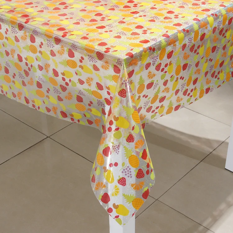 plastic transparent printed with flakes table cover roll tablecloth