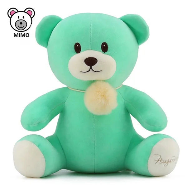 Promotion Gift Custom LOGO Foam Teddy Bear Soft Toy With Fuzzy Ball Wholesale Cheap Cute Stuffed Animal Plush Blue Teddy Bear
