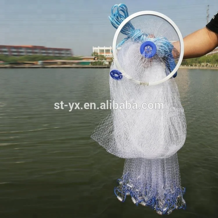 0.30mm nylon monofilament Ring America Aluminum throwing cast net with sinker and rin