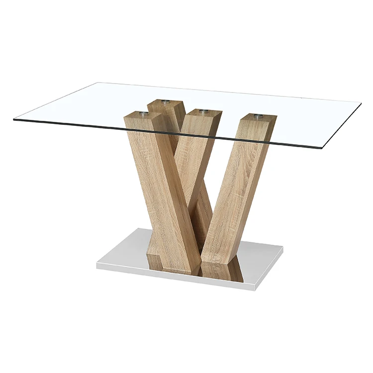 Modern room furniture Manufacturer price Tempered glass dining table with 6 chairs