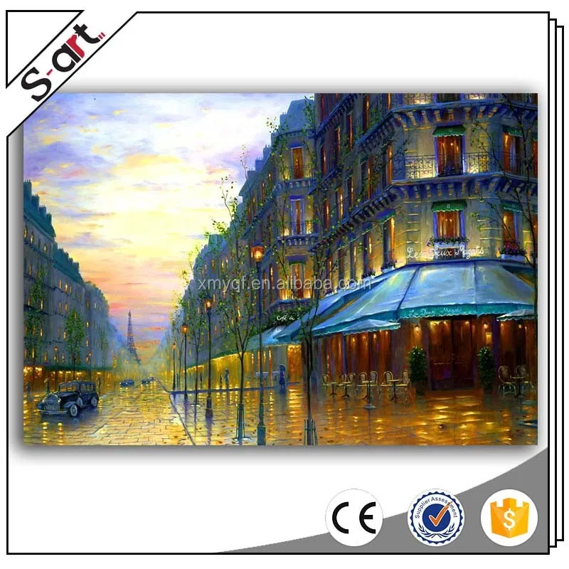 Handpainted french paris street scenery canvas oil painting for living room home hotel cafe modern Wall art Decoration