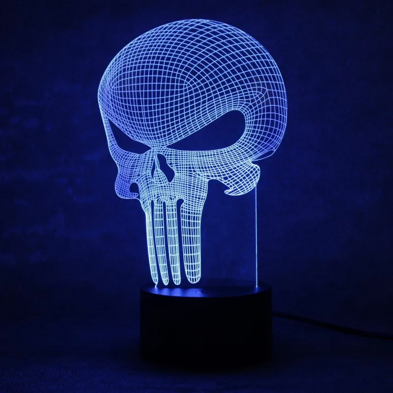 3D led Punisher Skull Lighting Great Night light with a Soft Glow for Kids