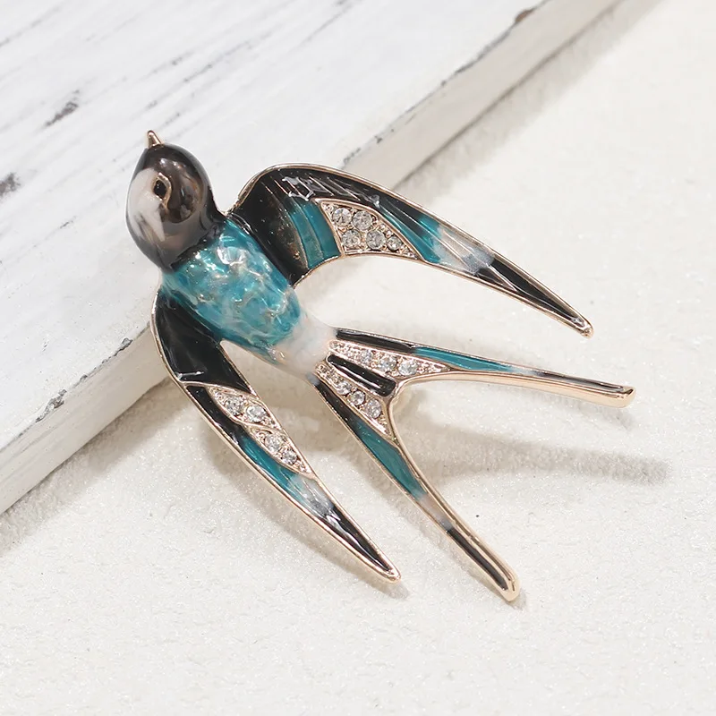 ali express hot selling enamel bird swallow brooch pin in stock wholesale