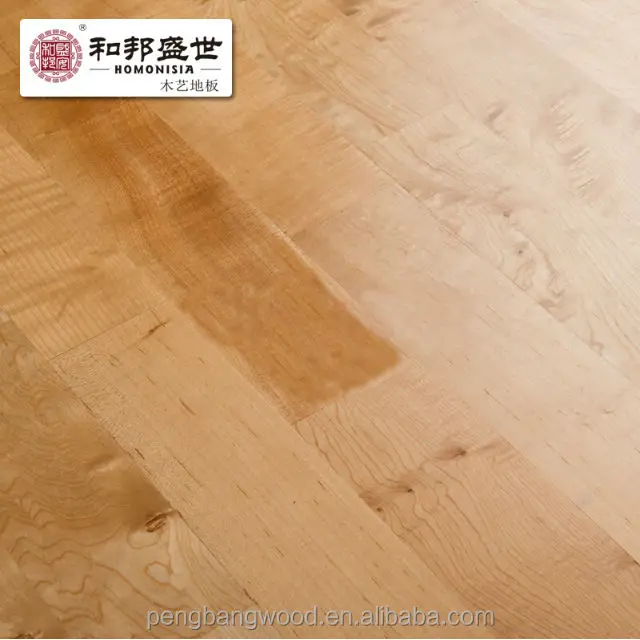 Hardwood Maple 15mm floor top layer 4mm 3-ply engineered wood flooring