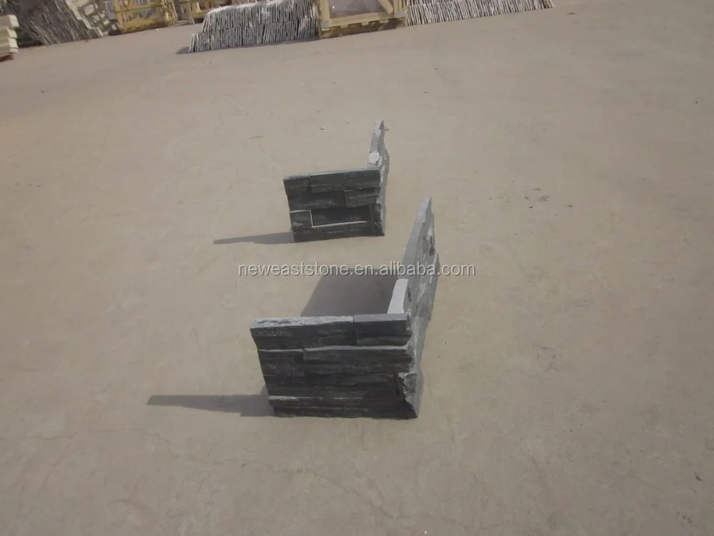 Charcoal Random Black Quartzite Slate Stacked Ledge Decorative Stone for walls