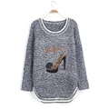 Faddish Cute Pattern Korean O Neck Long Sleeve Women Knitting Pullover Sweater 2016 New Autunm Knitted