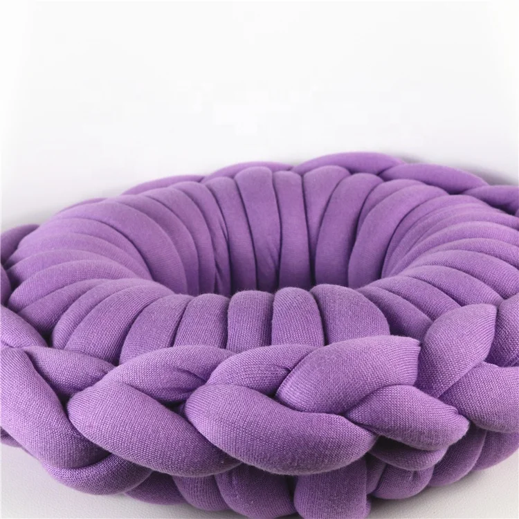 Chunky Knit Throw Pillow Hand Knitted Round O -  Cushion for Home Decor