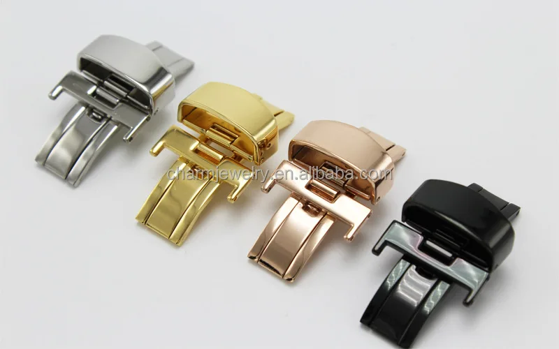 Оптовая продажа двойная безопасная застежка из нержавеющей стали для силиконового браслета бабочки ремешка часов замок 10-24 мм