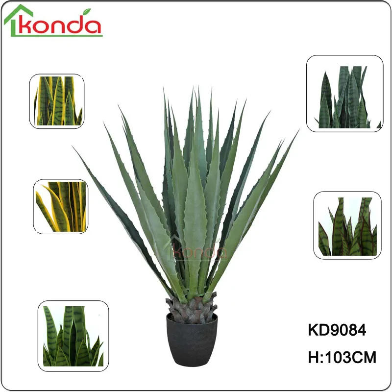 Silk Artificial dracaena sanderiana UV outdoor rated, fake agave indoor snake plant decoration green and yellow border
